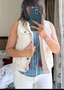 Women Cut Sleeves Jacket