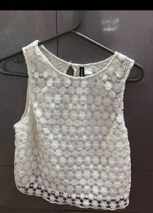 White Floral Lace Crop Top