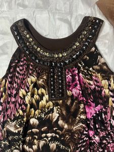 Yk2 Pinterest Beaded Neckline Abstract Print Top