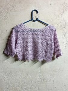 See-through Fashion Lace Crop Top Sheer