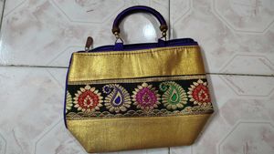 Purple Embroidered Handbag