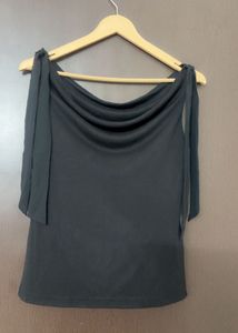 Chic Black Tie-Shoulder Top