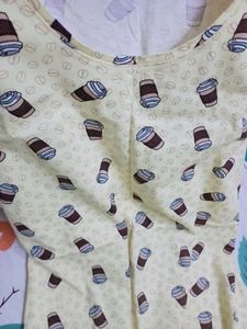 Cute Cofee Cup Design Short Nightdress
