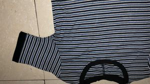 Blue Striped Ribbed Top