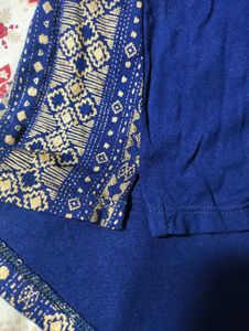 💙 Elegant Navy Blue Sleeveless Kurti Top with Gol