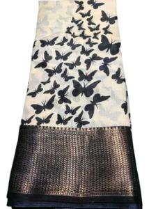 Kalamkari Dola Silk Butterfly Print Saree
