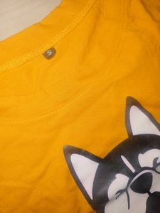 Yellow Husky Graphic Crop Tee