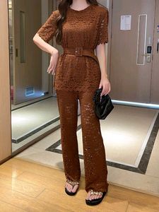 Lace Co- Ord Set With Belt