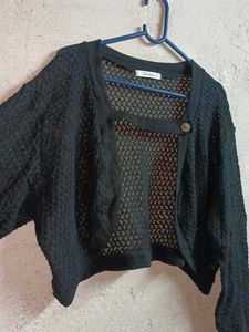 Oversized See-through Crop Shrug Black 🖤