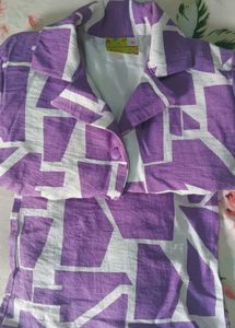 Purple Geometric Pajama Set For Kids girls