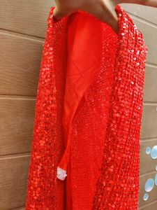 High Slit Red Sequins Party Dress