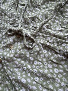 Sage Green Floral Tie-Up Crop Top