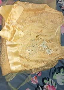 Gold Embellished Long Gown And Leggings
