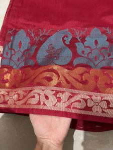 Red Saree with Paisley Border