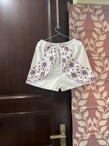 White Embroidered Shorts