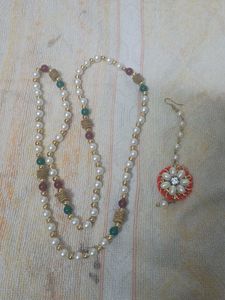 Pearl Beaded Chain And Mangtikka