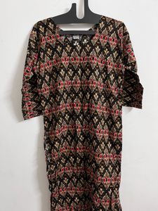 Printed Red and black kurta combo
