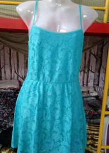 Aqua Lace Mini Dress