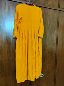Sale - Yellow Maxi Dress With Embroider