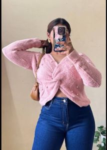 Combo- Forever 21 Pink Cardigan And Beige Pullover