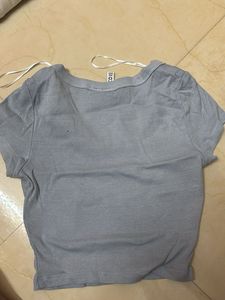 Light Blue Ribbed Crop Top