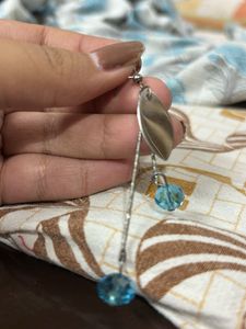 Blue Beaded Drop Earrings