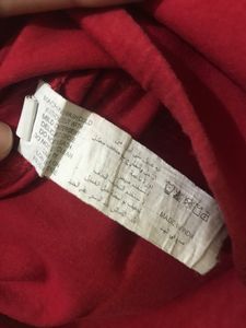 Red Crop Tee With Strings