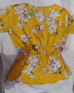 Floral Yellow Peplum Top