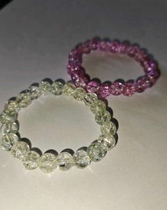 Pink &amp; Clear Crackle Bead Bracelets