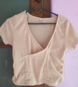 Cute Ribbed Wrap Top