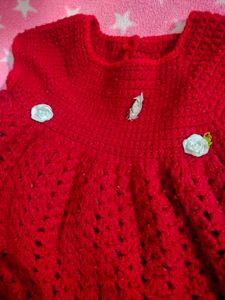 Adorable Handmade Red Crochet Dress
