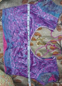Purple Brocade Readymade Saree Blouse