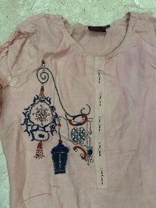 Pink Kurti with Embroidery
