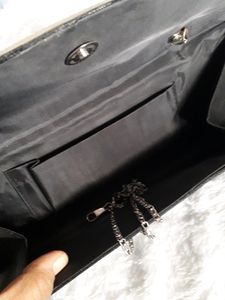 Black Diamond Clutch with Silver Chain