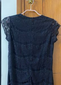 Gothic Black Lace Midi Dress