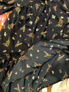 Elegant Floral Print Black Dress