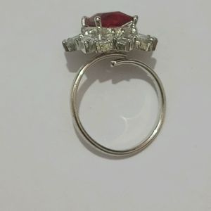 Artificial Silver Adjustable Ring + Big Size Stone
