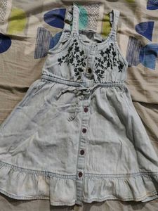 Cute Denim Dress with Embroidery