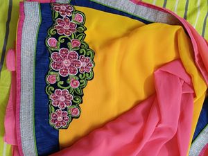Designer Multicolor Shading All Over Embroidery Sa