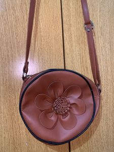 Brown Flower Crossbody Bag