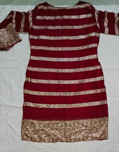 Maroon And Cream Pakistani Suit
