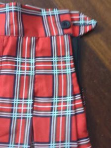 Red Plaid Pleated Skirt