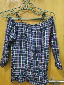 Checkered Off-Shoulder Top