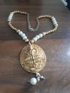 Vintage Gold &amp; Pearl Hindu Pendant Necklace