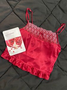 Red Satin Cami &amp; Mask Set