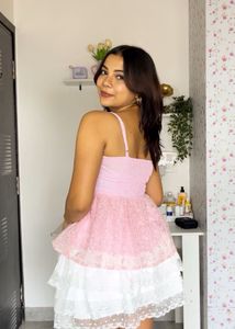 Pink Lace Peplum Top