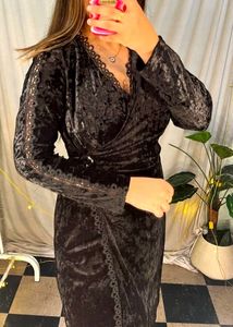 Black Velvet Wrap Dress
