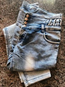 Women Slim High Rise Light Blue Jeans