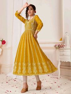 Elegant Yellow Anarkali Kurta