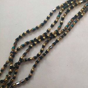 5 Golden/Black High Quality Cristal Moti/Bids Mala